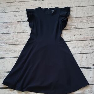 Chaps Navy Blue Flutter Sleeve A Line Dress 10